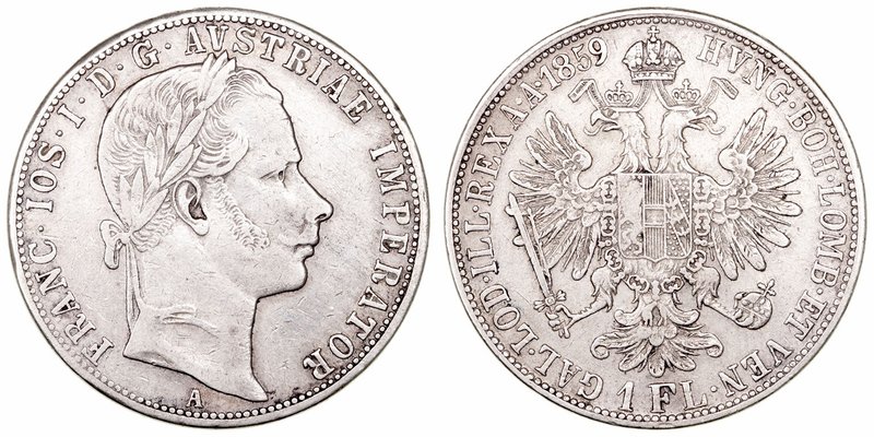 Austria Francisco José I
Florín. AR. 1859 A. 12.30g. KM.2219. MBC-.