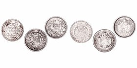 Bolivia 
5 Centavos. AR. Lote de 3 monedas. 1872, 1875 y 1886. MBC-.