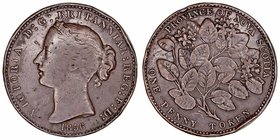 Canadá Victoria
Penny. AE. 1856. Province of Nova Scotia. One Penny Token. Golpecitos en canto. 14.95g. KM.6. Escasa. (BC+).