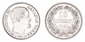Dinamarca Federico VII
16 Skilling. AR. 1857 VS. 3.90g. KM.760. Escasa así. EBC.