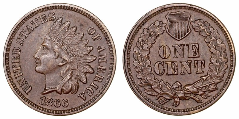 Estados Unidos 
Cent. AE. 1866. Serie 3.14. Suave pátina. KM.90a. Muy escasa. M...