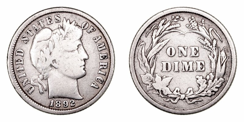 Estados Unidos 
Dime. AR. 1892. 2.37g. KM.113. MBC-.