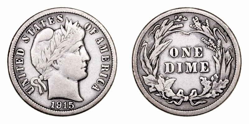 Estados Unidos 
Dime. AR. 1915. Suave pátina. 2.45g. KM.113. MBC-.