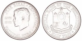Filipinas 
1/2 Peso. AR. 1961. José Rizal. 12.40g. KM.191. EBC.