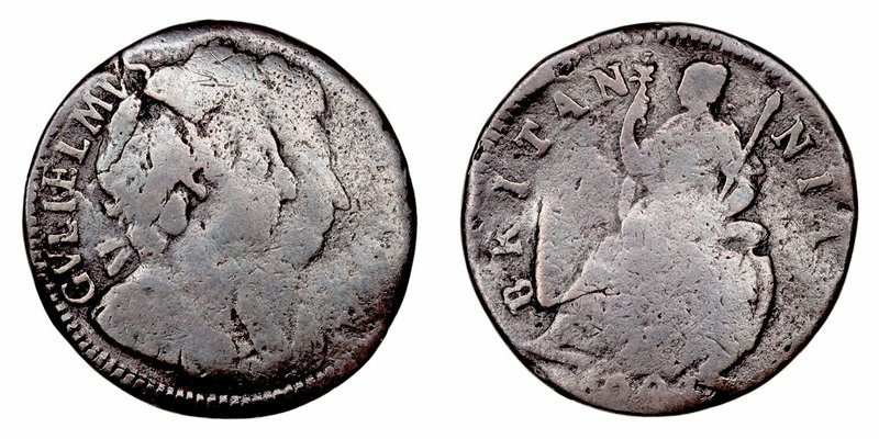 Gran Bretaña Guillermo I
Farthing. AE. (1694). Guillermo y María. BRITANNIA. 3....