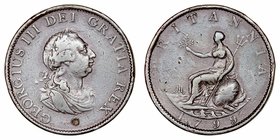Gran Bretaña Jorge III
1/2 Penny. AE. 1799. Punzón en anverso. 12.05g. KM.647. (BC+).