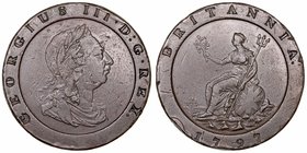 Gran Bretaña Jorge III
2 Pence. AE. 1797. Cartwheel. Golpes en canto. 56.30g. KM.619. (MBC-).