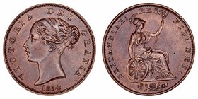 Gran Bretaña Victoria
1/2 Penny. AE. 1854. Muy bonito color y bello retrato. 9.54g. KM.726. Escasa así. EBC+/EBC.