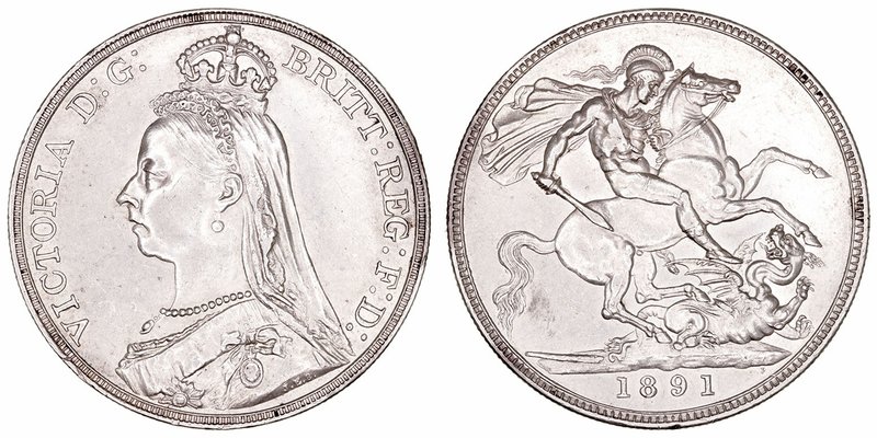 Gran Bretaña Victoria
Corona. AR. 1891. 28.38g. KM.765. Escasa así. EBC-.