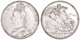 Gran Bretaña Victoria
Corona. AR. 1891. 28.38g. KM.765. Escasa así. EBC-.