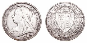 Gran Bretaña Victoria
1/2 Corona. AR. 1899. 13.92g. KM.782. MBC-.
