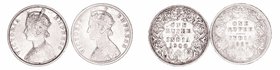 India Británica Victoria
Rupia. AR. Lote de 2 monedas. 1887 y 1900. KM.492. MBC-.