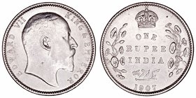 India Británica Eduardo VII
Rupia. AR. 1907. Limpiada. 11.69g. KM.508. MBC-.