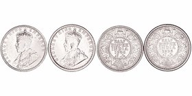 India Británica Jorge V
1/2 Rupia. AR. 1936. Lote de 2 monedas. KM.522. MBC.