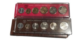 Israel 
Cuproníquel. Lote de 2 Sets oficiales. 1971 y 1975 (6 valores). En estuches originales de plástico. SC.