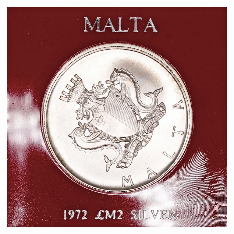 Malta 
2 Libras. AR. 1972. Fuerte de San Ángelo. En estuche original. KM.14. SC...