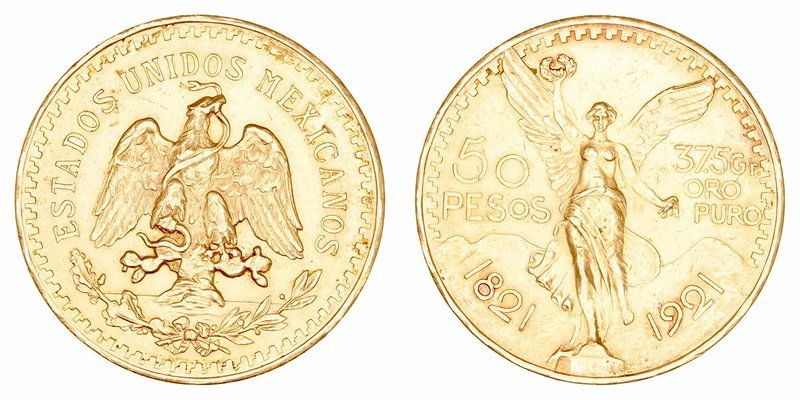 Méjico 
50 Pesos. AV. 1921. 41.66g. KM.481. EBC-/MBC+.