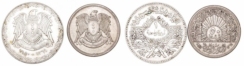 Siria 
AR. Lote de 2 monedas. 50 Piastras 1947 y Lira 1950. MBC a MBC-.