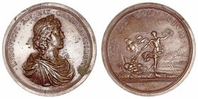 Luis XIV
Medalla. AE. (1660). Tratado de Paz con España. Grabador G.F. (acuñación del siglo XIX). Punto de verdín. 116.38g. 62.00mm. Interesante. (MB...