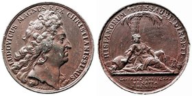 Luis XIV
Medalla. Estaño. Hispanorum Thesauri Direpti. Carthago Americana, Vi Capta, 1697 (referida a la Toma de Cartagena de Indias por los francese...