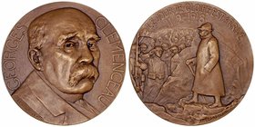 Medalla. AE. 1918. Georges Clemenceau. Grabador J.P. Legastelois. Presentada en su estuche original. 173.75g. 68.00mm. EBC.