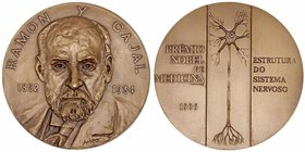 Medalla. AE. Ramón y Cajal, 1852-1934. Premio Nobel de Medicina. Acuñación portuguesa. Bonita pieza. 212.31g. 80.00mm. EBC.