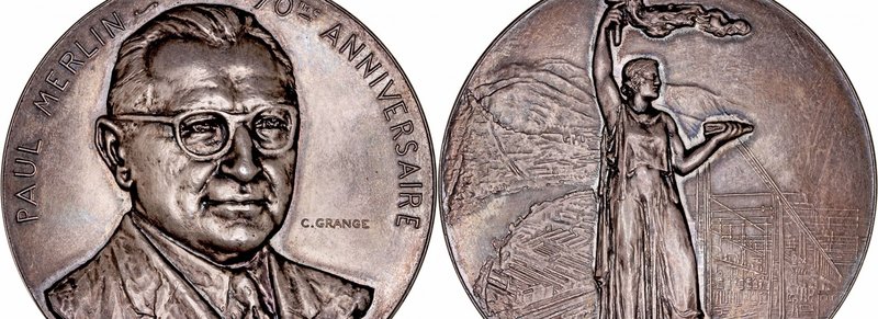 Medalla. AR. 1952. Paul Merlin, 70º Aniversario (Merlin & Gerin). Grabador C. Gr...