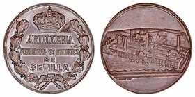 Medalla. AE. Sevilla. Artillería Fundición de bronces de Sevilla. Grabador M. Chic. 18.99g. 30.00mm. MBC.