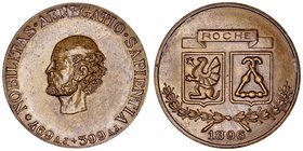 Medalla. AE. (1896). Roche (Laboratorios). Busto de Sócrates. 17.65g. 39.00mm. MBC.