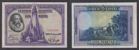 Guerra Civil-Zona Republicana, Banco de España
100 Pesetas. 15 agosto 1928. Sin serie. ED.355. EBC.