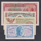 Guerra Civil-Zona Republicana, Banco de España
Lote de 4 billetes. 50 Céntimos 1937, Peseta 1937, 2 Pesetas 1938 y 10 Pesetas 1935. EBC a EBC-.