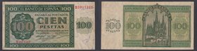 Estado Español, Banco de España
100 Pesetas. Burgos, 21 noviembre 1936. Serie X. Planchado. ED.421a. (MBC-).