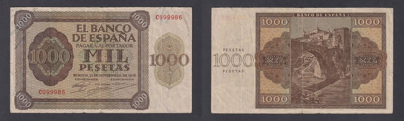 Estado Español, Banco de España
1000 Pesetas. Burgos, 21 noviembre 1936. Serie ...