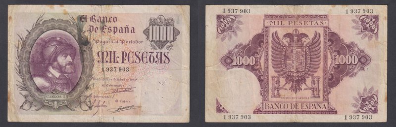 Estado Español, Banco de España
1000 Pesetas. 21 octubre 1940. Sin serie. Manch...