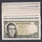 Estado Español, Banco de España
5 Pesetas. 16 agosto 1951. Serie Series. Lote de 33 billetes. Bastantes de ellos sin circular. ED.459a. SC a EBC.