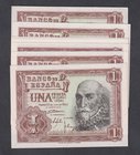 Estado Español, Banco de España
1 Peseta. 22 julio 1953. Serie Series. Lote de 7 billetes. ED.465a. SC a EBC+.