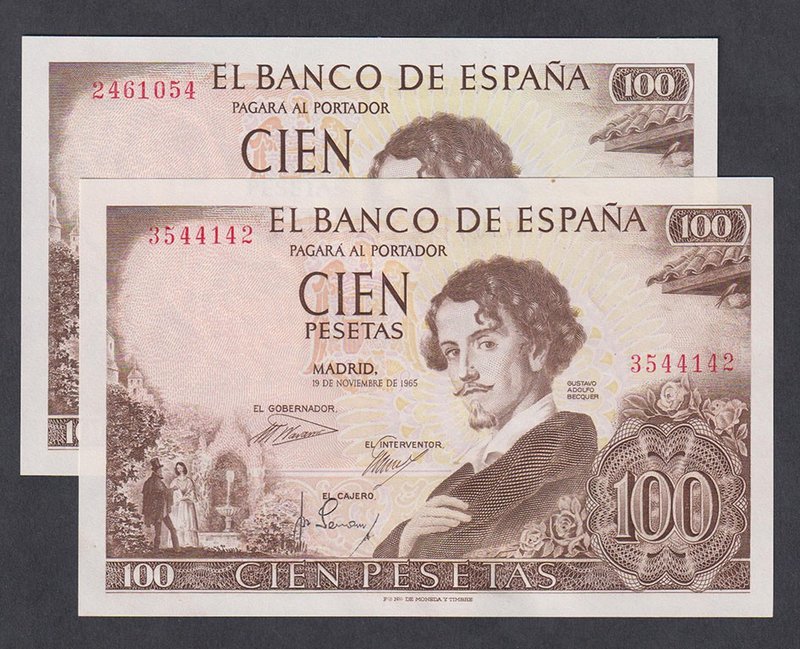 Estado Español, Banco de España
100 Pesetas. 19 noviembre 1965. Sin serie. Lote...