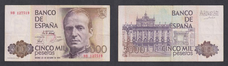 Juan Carlos I, Banco de España
5000 Pesetas. 23 octubre 1979. Serie 9B. ED.478b...