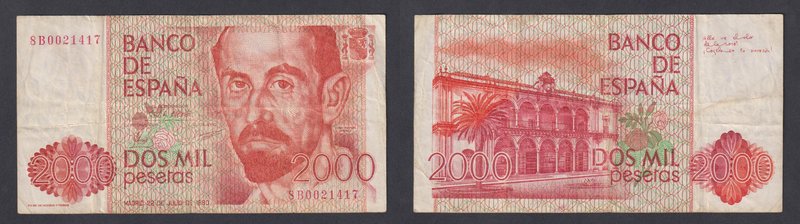 Juan Carlos I, Banco de España
2000 Pesetas. 22 julio 1980. Serie 8B. Numeració...