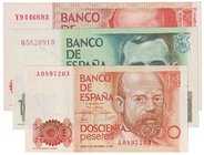 Juan Carlos I, Banco de España
Lote de 3 billetes. 200, 1000 y 2000 Pesetas. Series. ED.477a/479a/480a. MBC+.