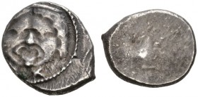 CLASSICAL COINS 
 ETRURIA 
 POPULONIA 
 20 Asses, silver, after 211 BC. AR 8.62 g. Facing, diademed head of Metus (Gorgo), below, mark of value X:X...