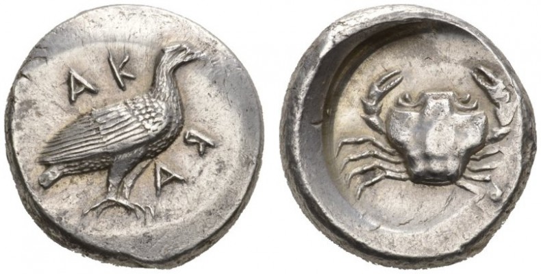 CLASSICAL COINS 
 SICILY 
 ACRAGAS 
 Didrachm, about 490-480 BC. AR 8.61 g. A...