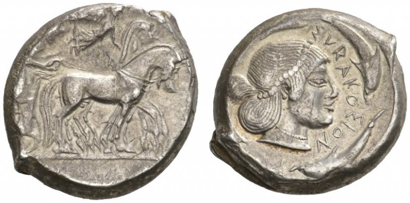 CLASSICAL COINS 
 SICILY 
 SYRACUSE 
 Tetradrachm, about 480-470 BC. AR 17.33...