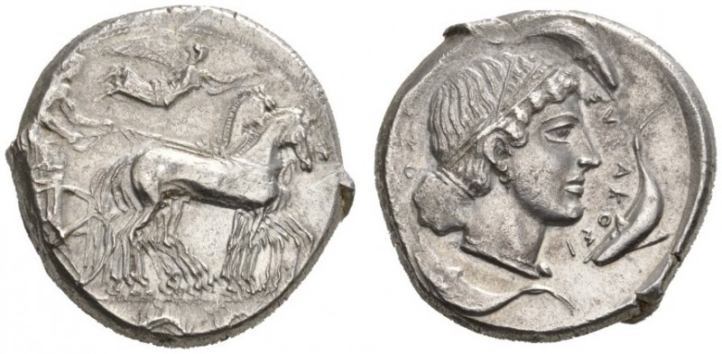 CLASSICAL COINS 
 SICILY 
 SYRACUSE 
 Tetradrachm, about 450-440 BC. AR 17.16...