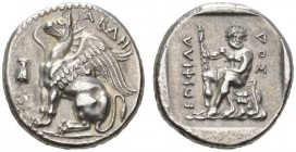 CLASSICAL COINS 
 THRACE 
 ABDERA 
 Stater, about 410-385 BC. AR 12.82 g. ABDH Griffon with open wings seated l., in field l., cicada. Rev. Heracle...