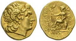 CLASSICAL COINS 
 KINGDOM OF THRACE 
 Stater, gold, posthumous, Byzantion , about 170-150 BC. AV 8.39 g. Diademed head r. of deified Alexander the G...