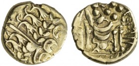 CELTIC COINS 
 ENGLAND 
 BELGAE 
 Unknown Rulers , about 65-40 BC. Stater, gold, Chute Type. AV 6.00 g. Devolved laureate head r. Rev. Disjointed h...