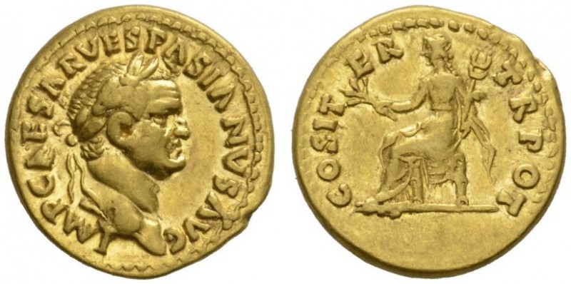 ROMAN COINS 
 IMPERIAL COINAGE 
 VESPASIANUS, 69-79. Aureus, 70. AV 7.33 g. IM...