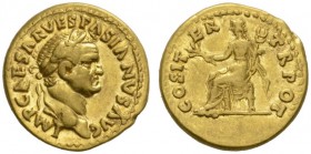 ROMAN COINS 
 IMPERIAL COINAGE 
 VESPASIANUS, 69-79. Aureus, 70. AV 7.33 g. IMP CAESAR VESPASIANVS AVG Laureate head r. Rev. COS ITER - TR POT Pax, ...