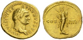 ROMAN COINS 
 IMPERIAL COINAGE 
 DOMITIANUS, Caesar under Vespasian, 69-81. Aureus, 76. AV 7.01 g. CAESAR AVG F - DOMITIANVS Laureate head r. with s...